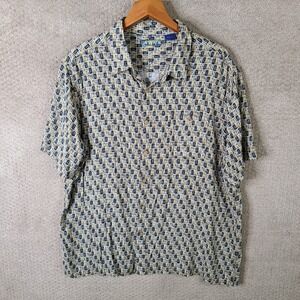 Campia Shirt Mens XXL Hawaiian Button Up Short Sleeve Rayon‎ Geometric Casual